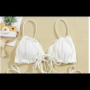 Shein Rib Frill Trim Bikini Top